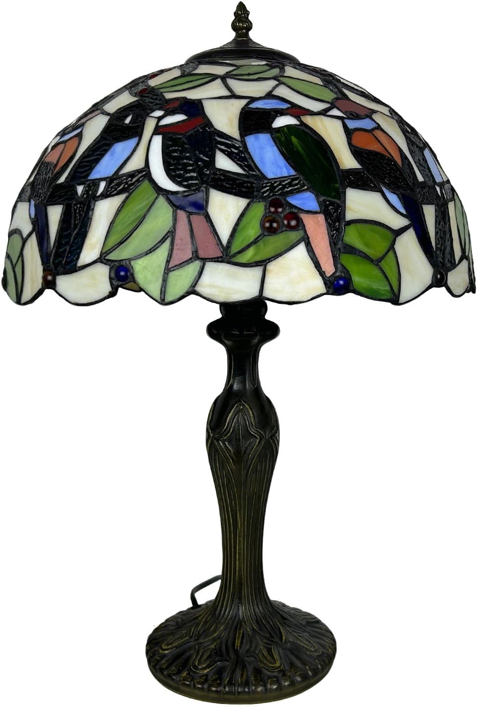 2ティファニースタイルテーブルランプ電気スタンドガラスランプ オウム